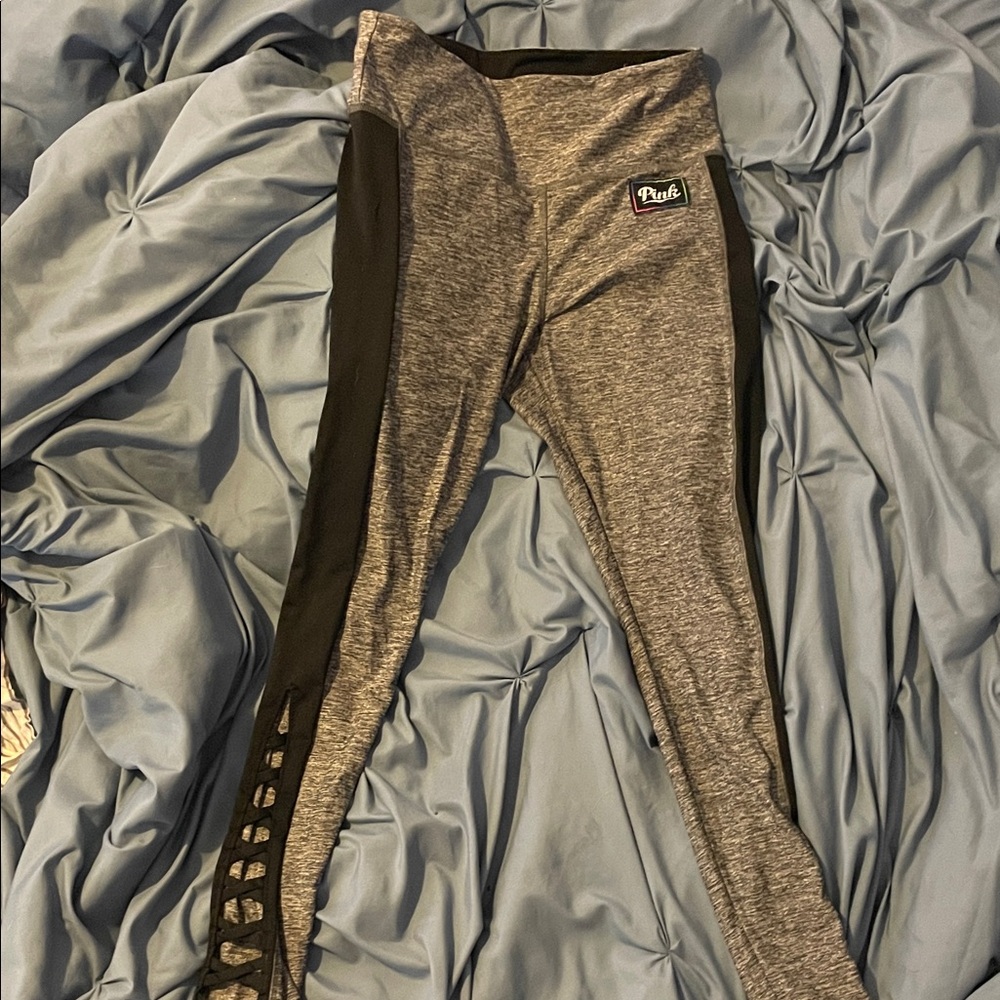 PINK Victoria's Secret Gray Leggings with Black Accents
